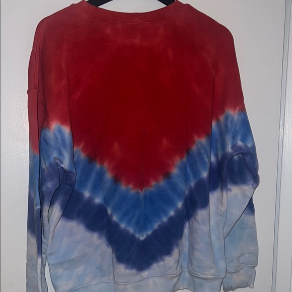 Red and Blue Tie-Dye Men's Sweater - Picture 6 of 6